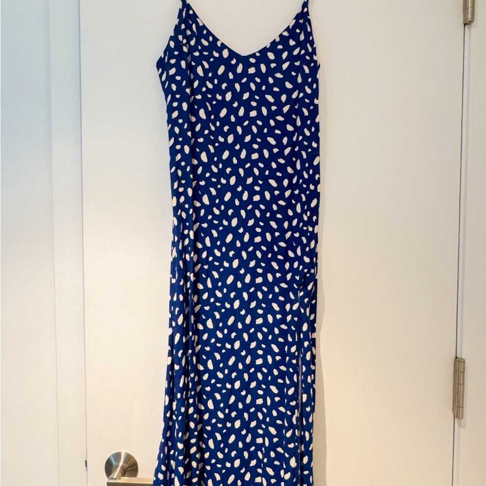 Reformation Navy and White Patterned Maxi Dress